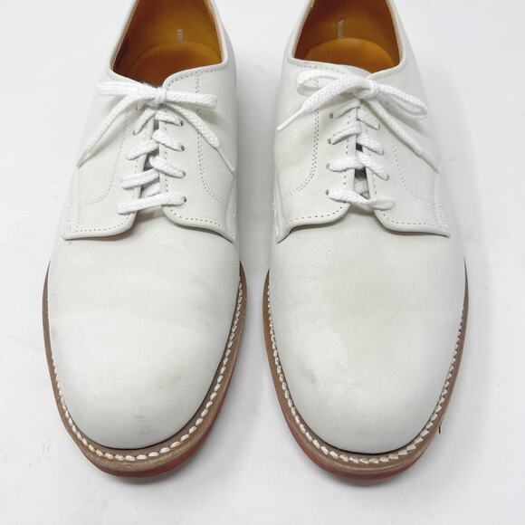 Mark Shale Mens Size 9.5 White Leather Oxford Dress Shoes Lace Up Almond Toe - Picture 4 of 14